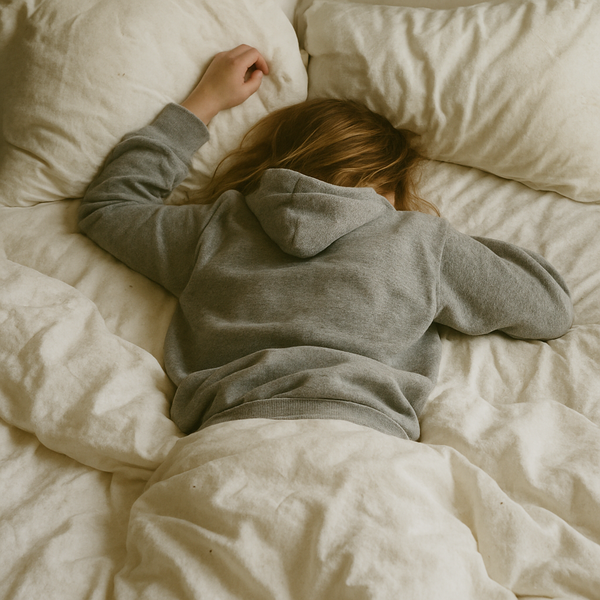 Woman lingering in bed
